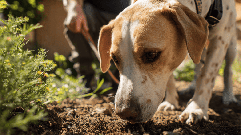 dogs eating dirt
