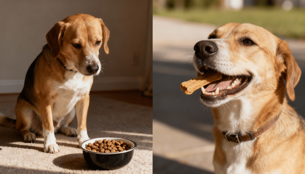 why is my dog not eating his food but will eat treats